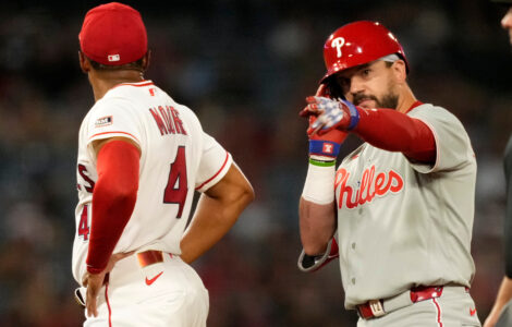 Sanchez sharp, Schwarber, Turner have 10th-inning hits in Phillies' 4-2 win over Angels